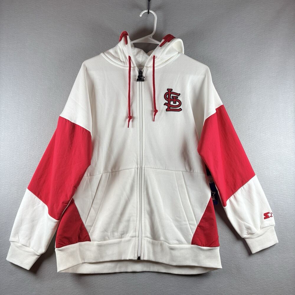 Starter St. Louis Cardinals Men's Large Cream Red Full Zip Hoodie NWT